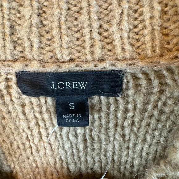J Crew Womens Sweater Camel Long Sleeve Alpaca wool blend Cable Knit Size Small - Picture 4 of 9